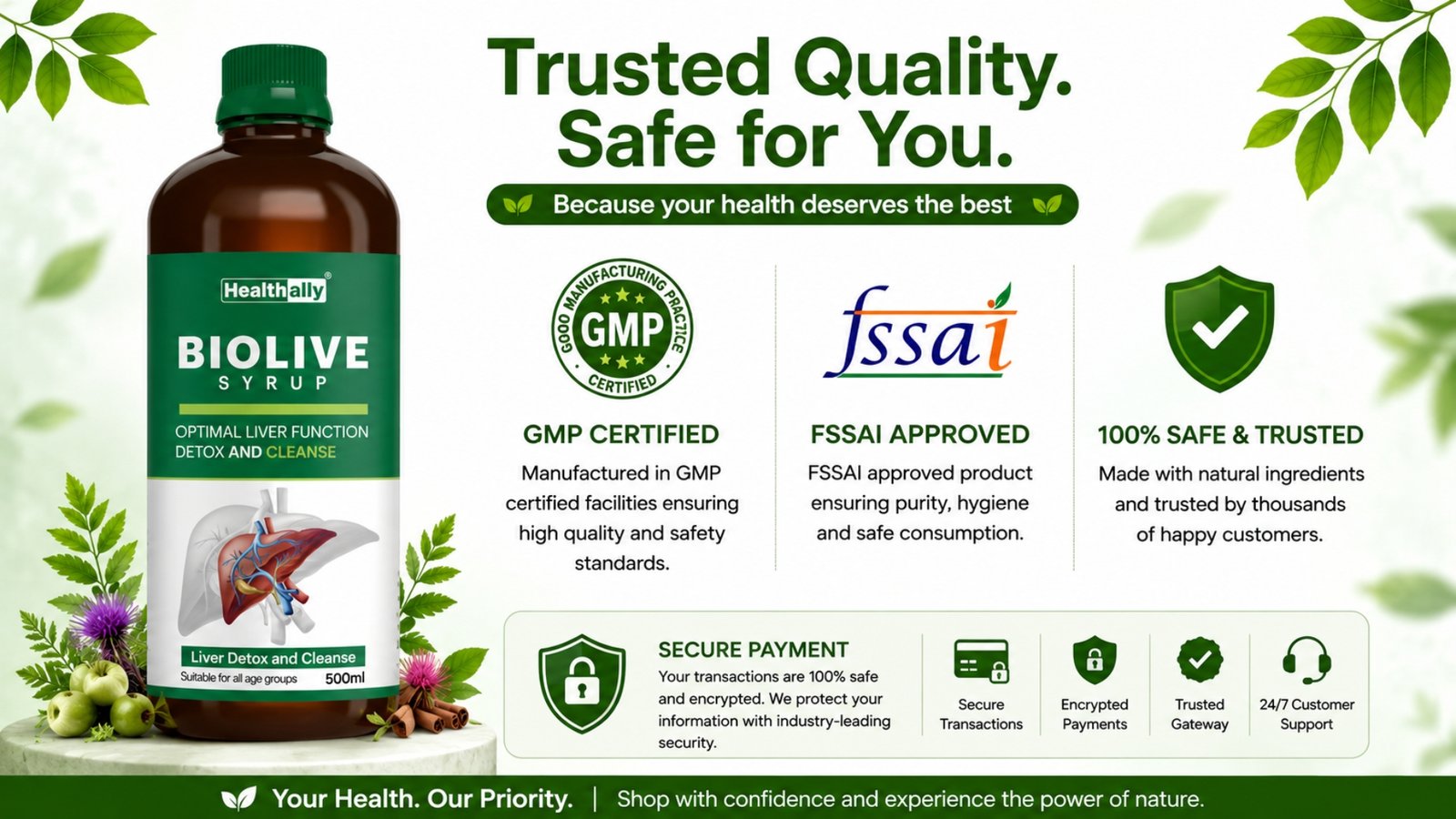 Healthally Biolive Syrup for Liver Support | Fatty Liver Detox Biolive Syrup 500 ml 1 GMP Certified - Liver Support Syrup