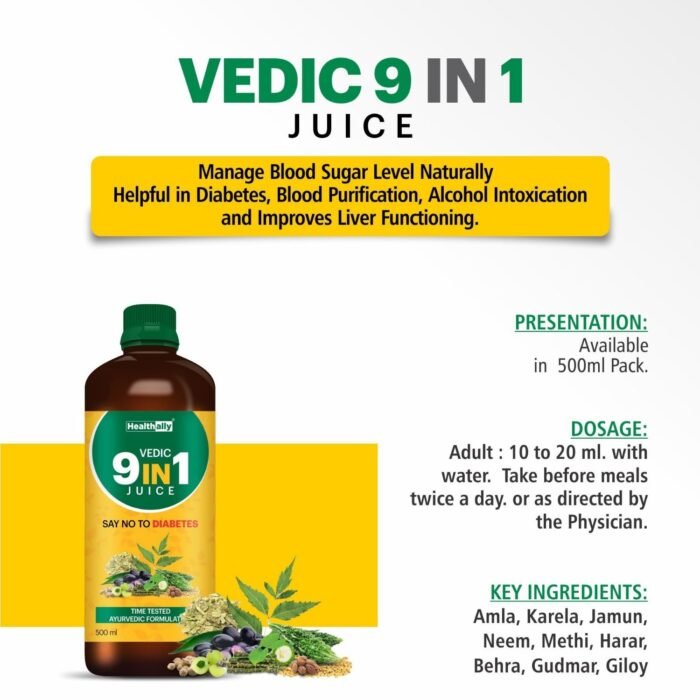 Healthally 9 in 1 Juice for Diabetes Control | Ayurvedic Juice for Type 1 and Type 2 Diabetes - Image 2