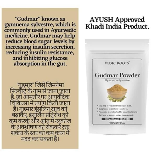 Vedic Roots Pure Gudmar Powder |  Natural Diabetes Control | Blood Sugar Management - Image 2