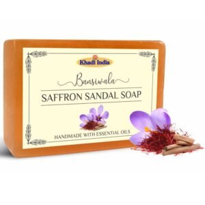 bansiwala saffron sandal soap, khadi natural saffron soap